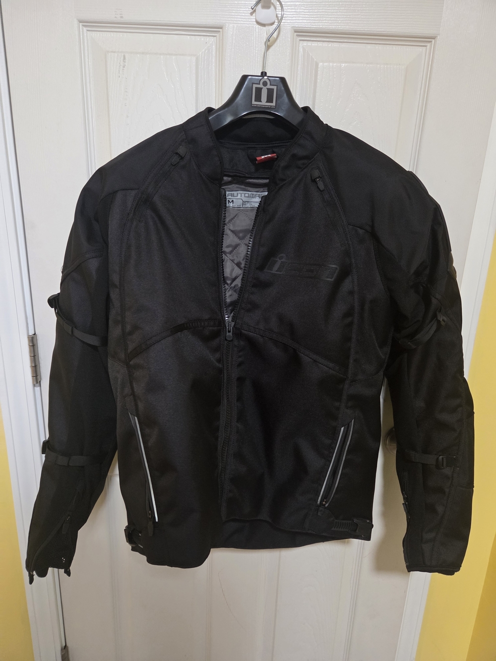 ICON Black Men's Performance Motorcycle Jacket with Reflective Accents